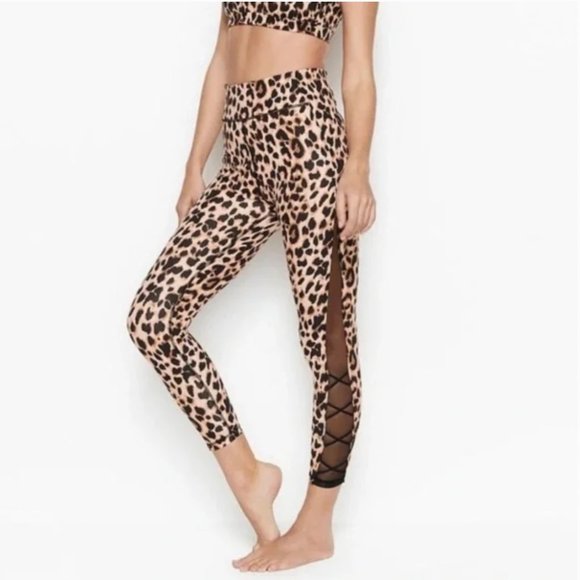 Victoria's Secret Pants - Victoria’s Secret | Brown Cheetah Print Athletic Leggings Side Mesh Panel Size 4